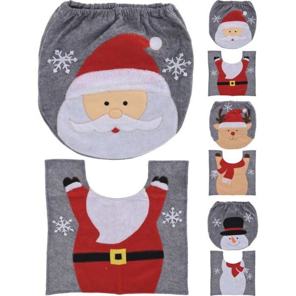 CHRISTMAS TOILET COVER AND MAT - ASSORTED DESIGNS