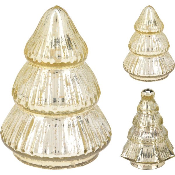 CHRISTMAS GLASS TREE GOLD - ASSORTED DESIGNS