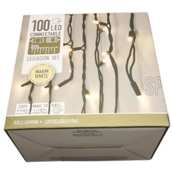 ICICLE LIGHTS EXTENSION SET 100LED WARM WHITE