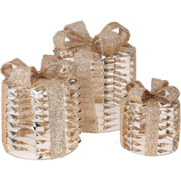 GIFTBOX WITH LED 3PCS - GOLD