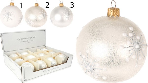 CHRISTMAS BALL SNOWFLAKE 8CM - ASSORTED DESIGNS