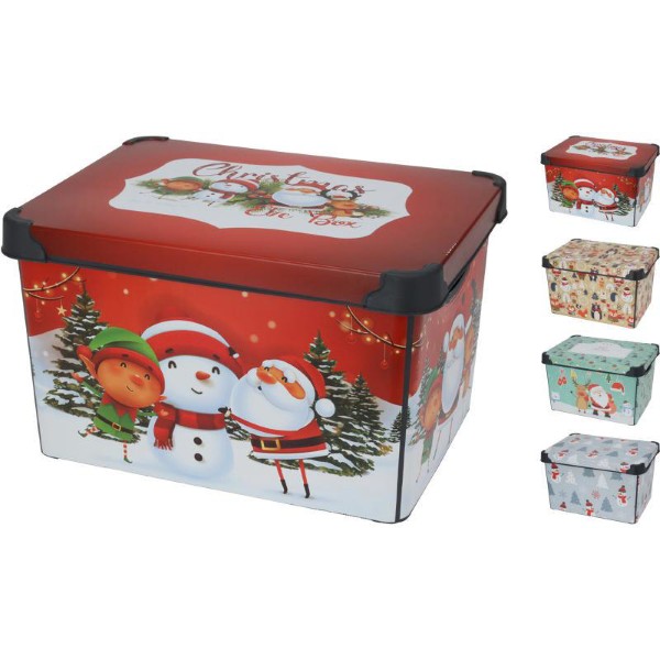 CHRISTMAS STORAGE BOX WITH LID 22L - ASSORTED COLORS