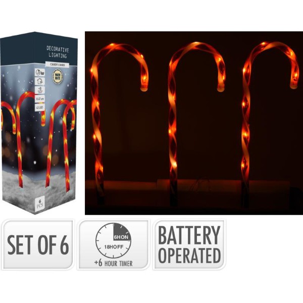 GROUND LAMP CANDY CANE 6PCS