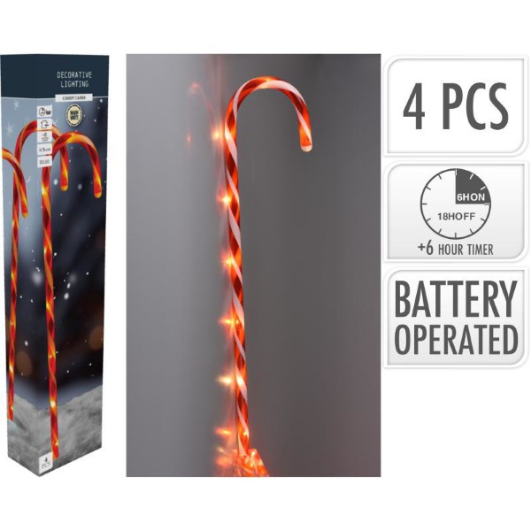 GROUND LAMP CANDY CANE 4PCS