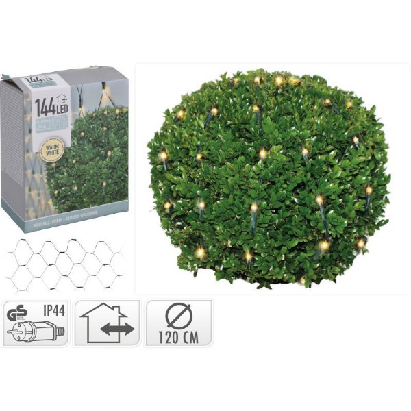 DECORATIVE BUXUS BALL NET 144LED - WARM WHITE