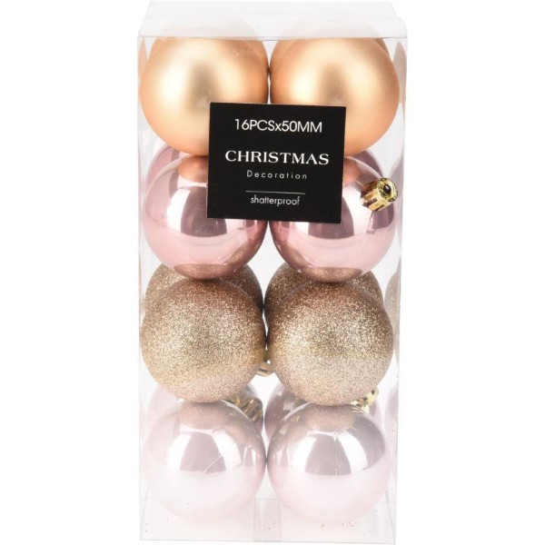 CHRISTMAS BALL HANGING DECORATION 5CM 16PCS - PASTEL