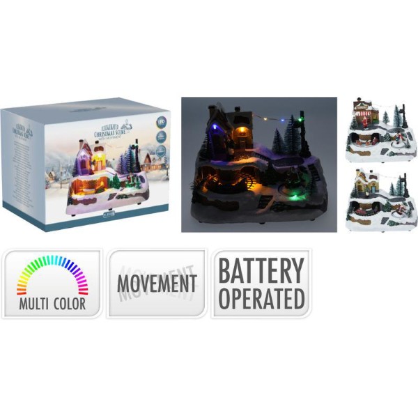 CHRISTMAS SCENE WITH LED 23CM - ASSORTED DESIGNS