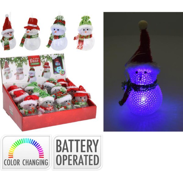 SNOWMAN WITH LED 6X10CM - ASSORTED DESIGNS