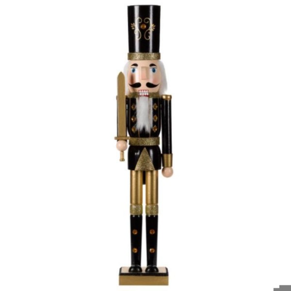 DECORATIVE BLACK AND GOLD NUTCRACKER 50CM - ASSORTED DESIGNS