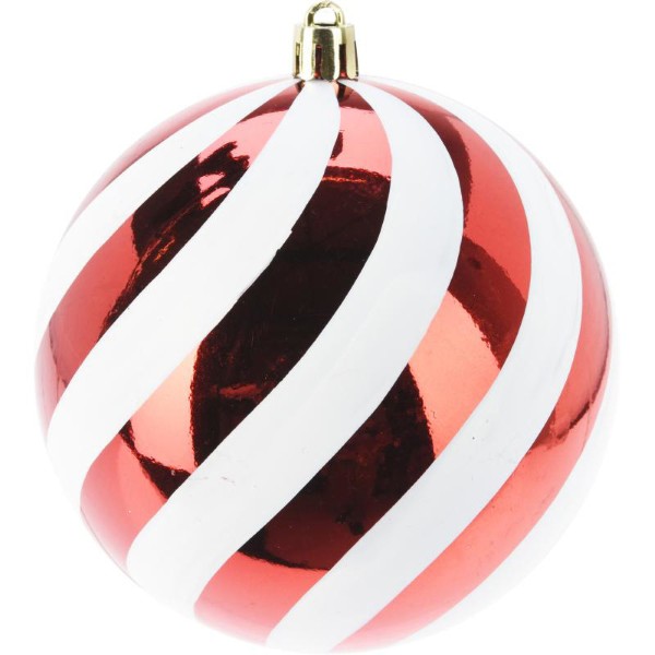STRIPED CHRISTMAS BALL 12CM - RED