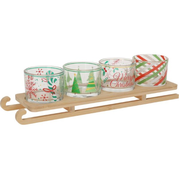 EXCELLENT HOUSEWARE SERVING SET ON SLED 5PCS