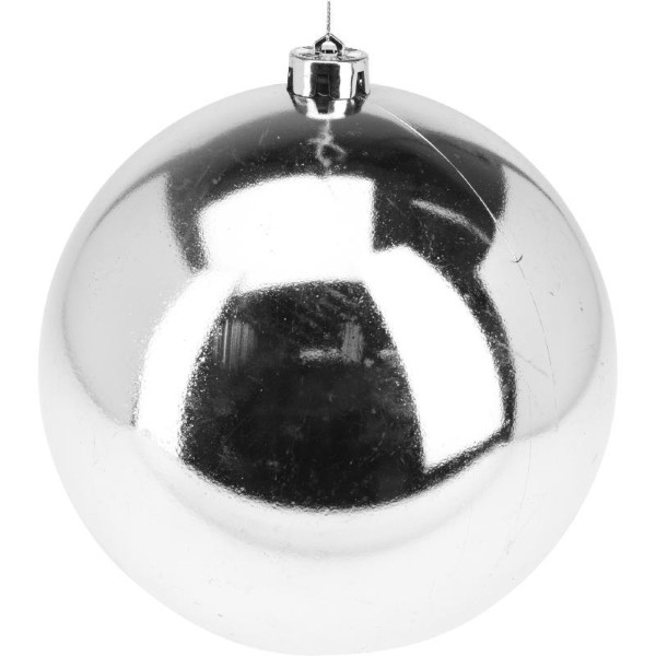 CHRISTMAS BALL HANGING DECORATION 14CM SILVER - ASSORTED DESIGNS