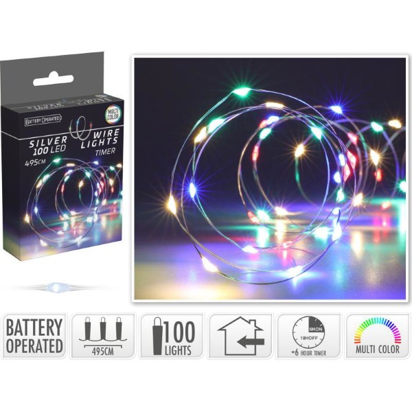 SILVERWIRE LIGHTS 100LED 495CM MULTICOLOR