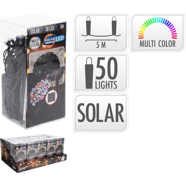 SOLAR LED LIGHT CHAIN 50LED 5M- MULTICOLOR