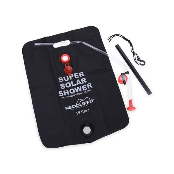 REDCLIFFS SOLAR FOLDABLE BAG CAMPING SHOWER BLACK 15LT