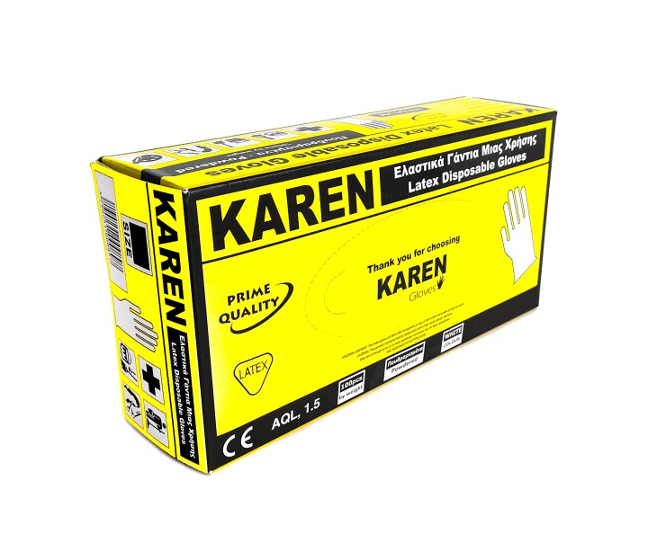 KAREN LATEX DISPOSABLE GLOVES L 100PCS