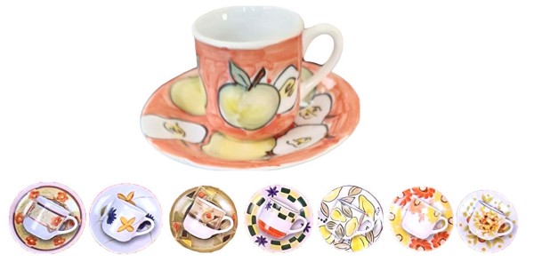 SET OF 12 COFFEE CUPS WITH SAUCER 7 ASSORTED DESIGN
