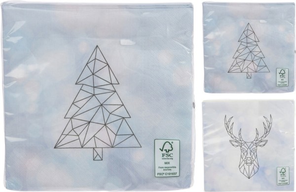 CHRISTMAS NAPKINS 33X33CM 20PCS - ASSORTED DESIGNS