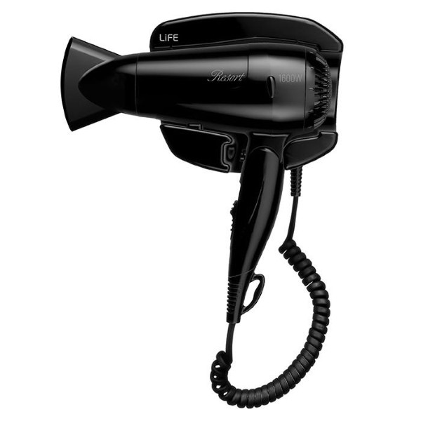LIFE RESORT 221-0252 HAIR DRYER WITH WALL BASE BLACK 1600W