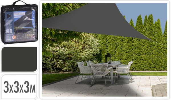 SHADE CLOTH TRIANGLE DARK GREY 3X3X3M 160GR