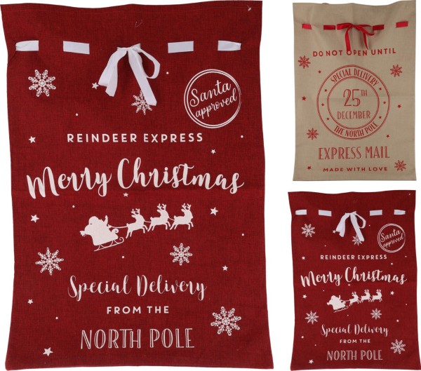 GIFT BAG JUTE 100CM 2 ASSORTED COLORS