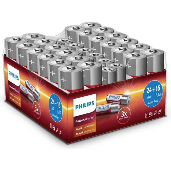 PHILIPS ALKALINE BATTERIES AA-24 &amp; AAA-16