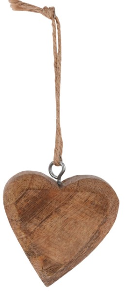 HEART WOODEN HANGING DECORATION 6CM