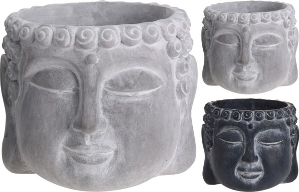 FLOWER POT BUDDHA CEMENT 2 ASSORTED COLORS
