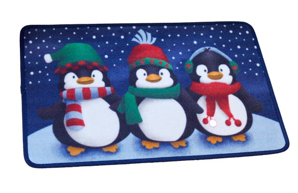 CHRISTMAS OUTSIDE IN FROSTY PENGUINS MAT 40X60CM