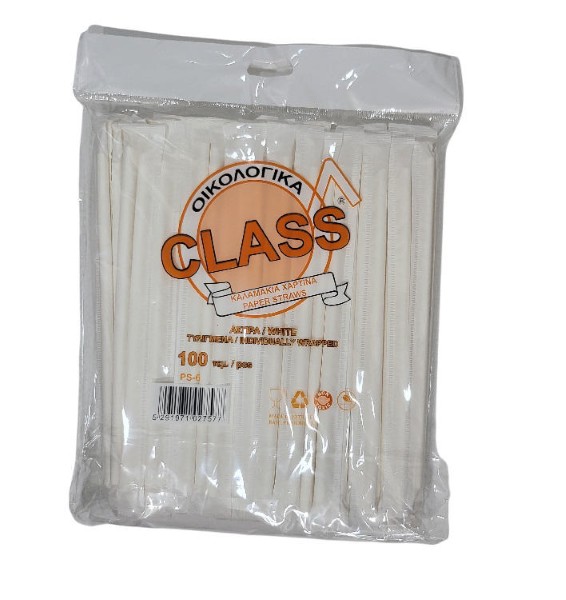 PAPER STRAWS 100PCS WHITE WRAPPED