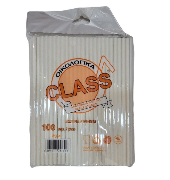 PAPER STRAWS 100PCS WHITE