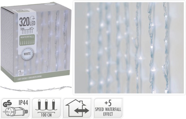 LED CURTAIN LIGHT WITH CONTROLLER 320 LED - WHITE