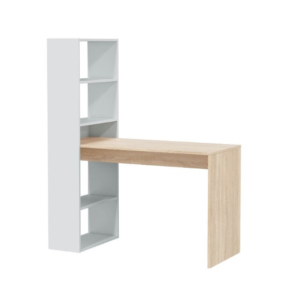FORES DUPLO DESK WITH BOOKCASE - OAK/WHITE