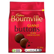 CADBURY BOURNVILLE GIANT BUTTONS DARK CHOCOLATE 100G