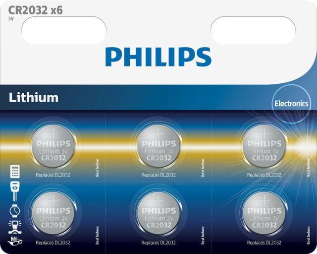 Philips Lithium 3V Button Cell Battery CR2032 - 6 Pack