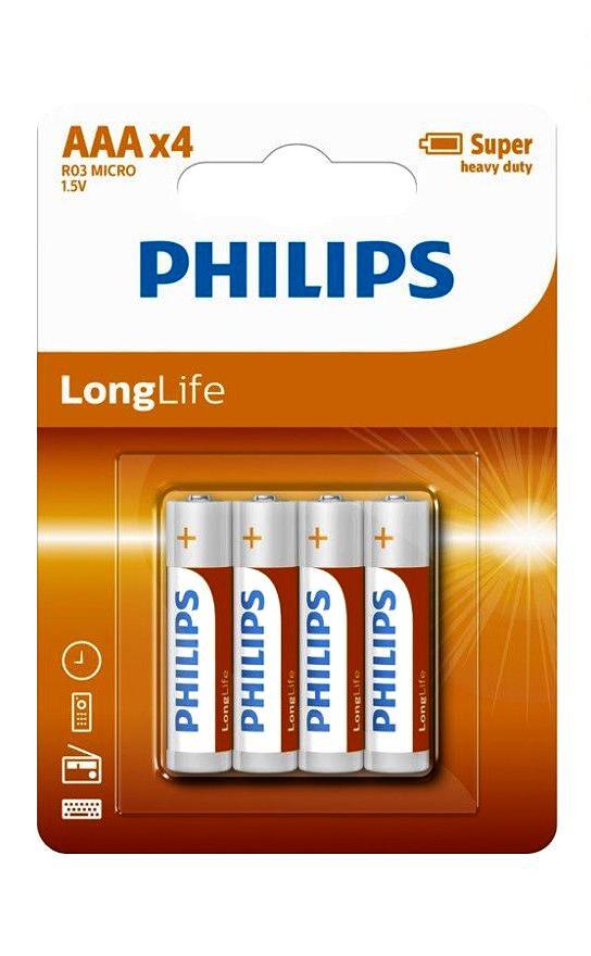 Philips Power Alkaline Type AAA Batteries Pack of 4
