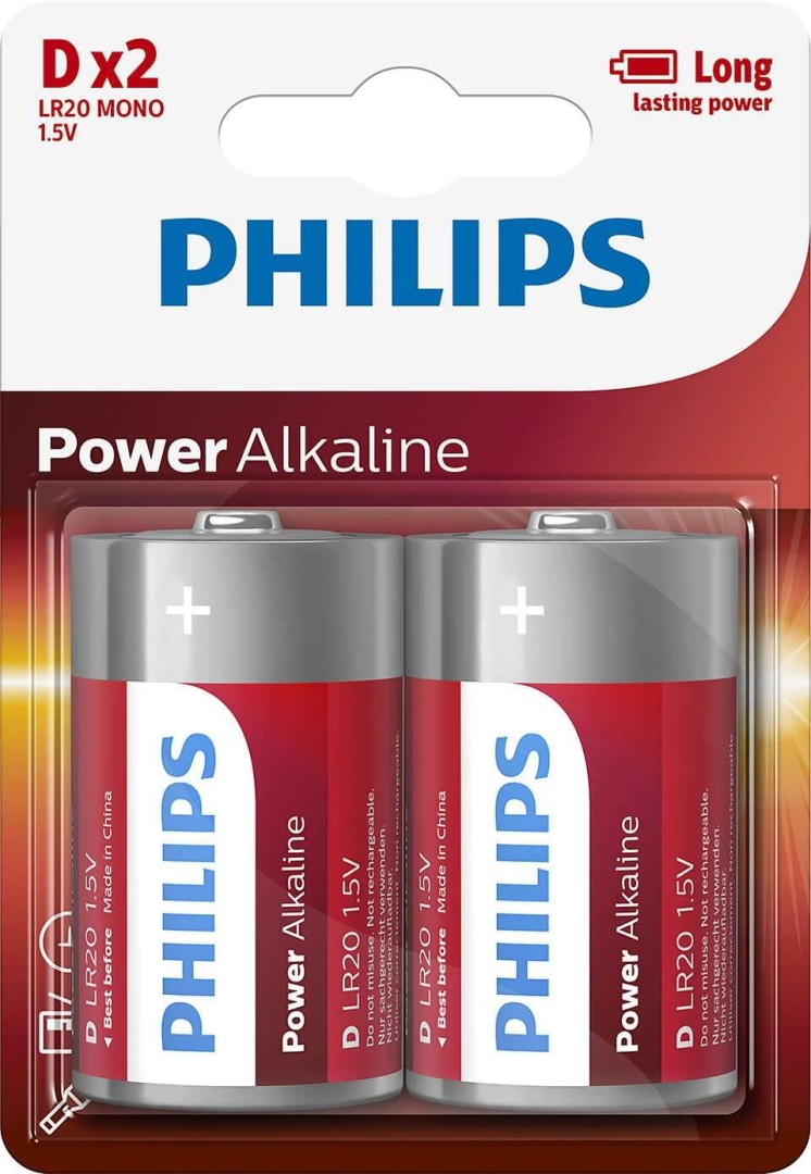 Philips Power Alkaline C Type Batteries Pack of 2