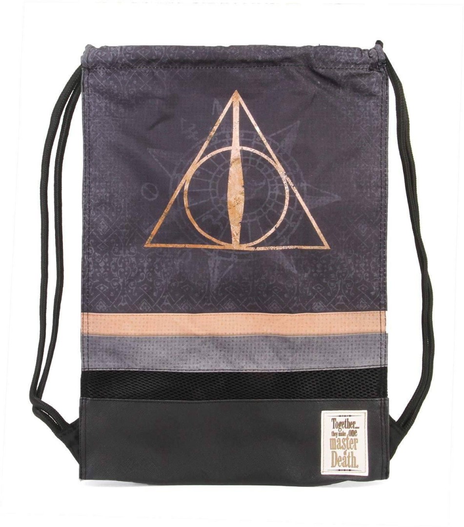 Harry Potter Deathly Hallows Black Drawstring Bag 48cm 11years +