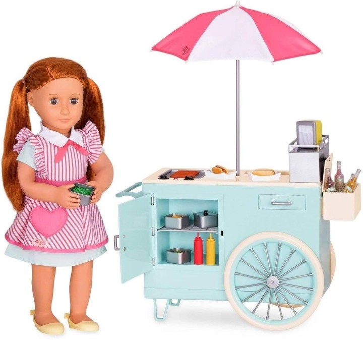 Our Generation Retro Hot Dog Cart and Accessories 3years +