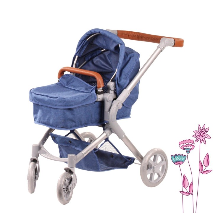 Gotz Doll Pram 2 in 1 Denim & Spots 3years +