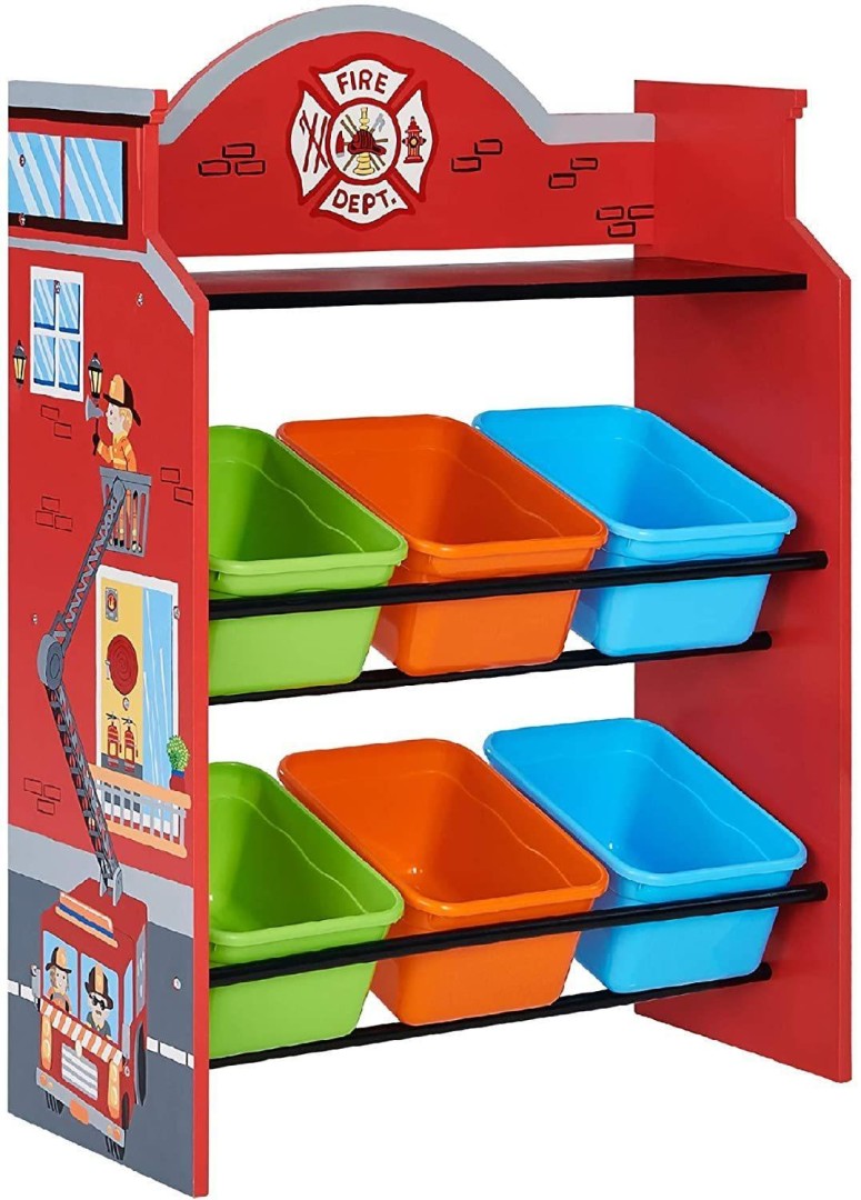 Teamson USA TD-13211A Little Firefighter Fantasy Fields Toy Organizer with Storage Bins 3years +