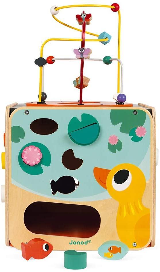 Janod Multi-Activity Wooden Looping Cube Toy 18months +