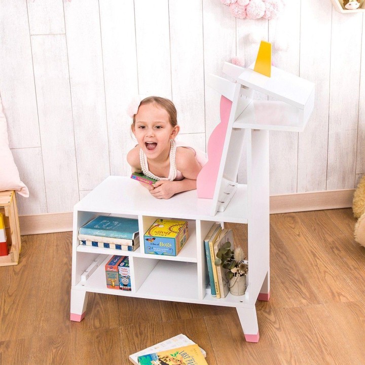 Teamson USA Zoo Kingdom Unicorn Bookshelf - White/Pink 3years +