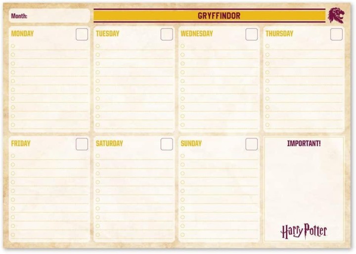 Harry Potter Gryffindor Official Weekly Desk Planner 11years +