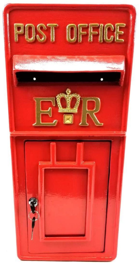 Replica British Royal Mail ER Post Box or Letter Box - Red