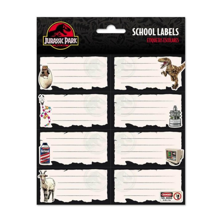 Jurassic Park Self-Adhesive School Labels 3years +