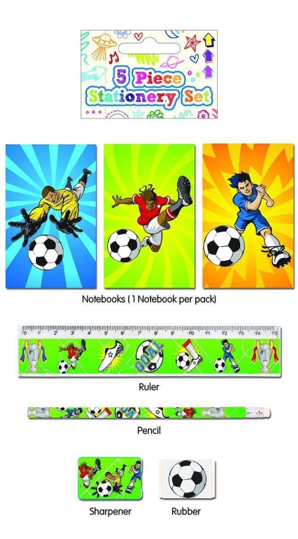 5 Piece Football Stationery Set 11years +