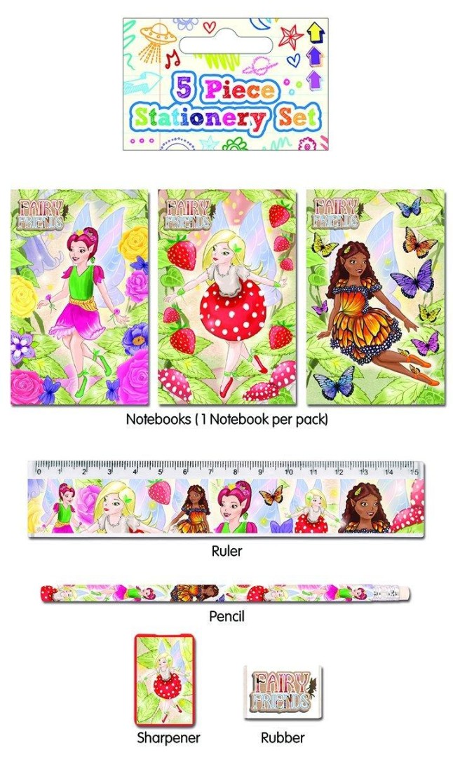 5 Piece Fairies Stationery Set - Assortment 5years +