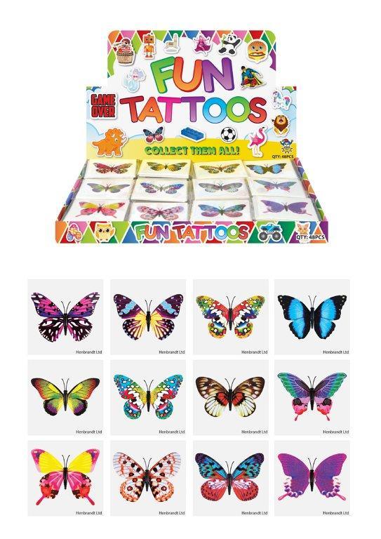 Hendrandt N51411 Mini Butterfly Temporary Tattoo Sheets - Assorted 11years +