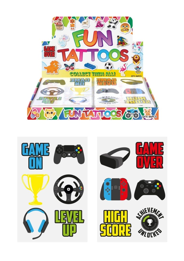 Hendrandt N51 514 Mini Gamer Temporary Tattoo Sheets 11years +